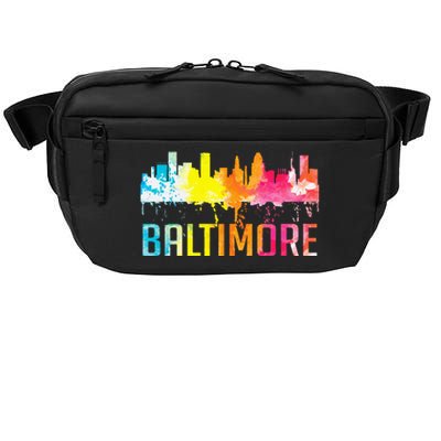 Baltimore Maryland Retro Watercolor Skyline Art Souvenir Crossbody Pack