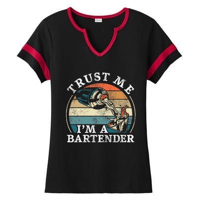 Bartender Mixologist Retro Vintage Trust Me IM A Bartender Ladies Halftime Notch Neck Tee