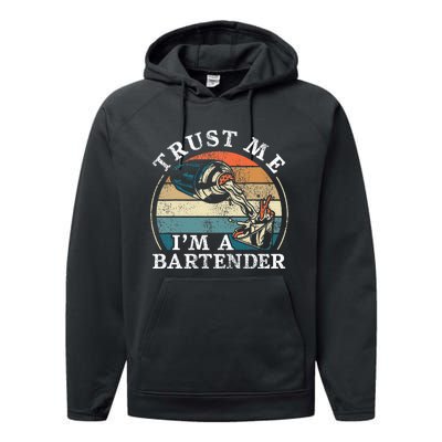 Bartender Mixologist Retro Vintage Trust Me IM A Bartender Performance Fleece Hoodie