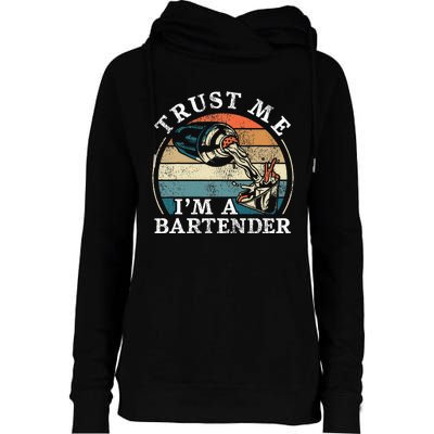 Bartender Mixologist Retro Vintage Trust Me IM A Bartender Womens Funnel Neck Pullover Hood