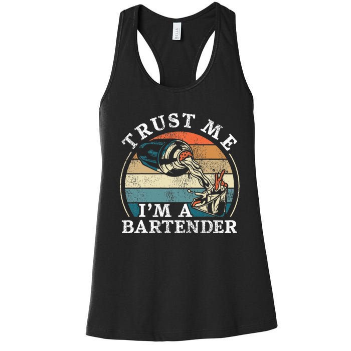 Bartender Mixologist Retro Vintage Trust Me IM A Bartender Women's Racerback Tank