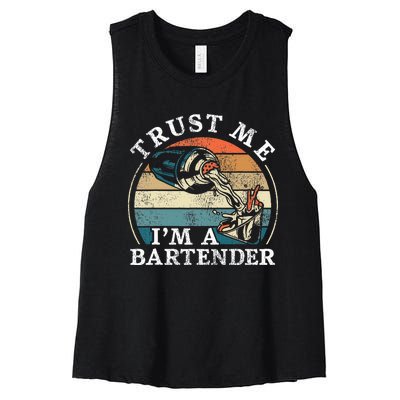 Bartender Mixologist Retro Vintage Trust Me IM A Bartender Women's Racerback Cropped Tank