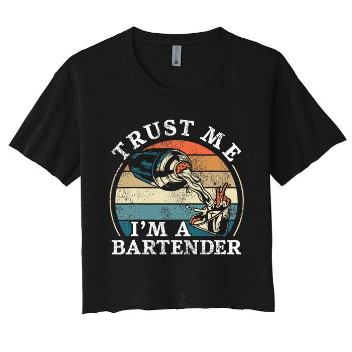 Bartender Mixologist Retro Vintage Trust Me IM A Bartender Women's Crop Top Tee