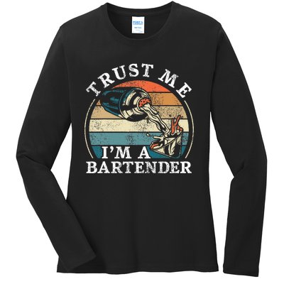 Bartender Mixologist Retro Vintage Trust Me IM A Bartender Ladies Long Sleeve Shirt