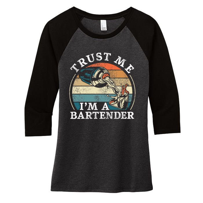 Bartender Mixologist Retro Vintage Trust Me IM A Bartender Women's Tri-Blend 3/4-Sleeve Raglan Shirt