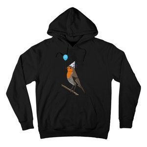 Bird Motif Robin Bird Animal Drawing Birthday Hoodie