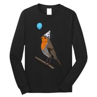 Bird Motif Robin Bird Animal Drawing Birthday Long Sleeve Shirt