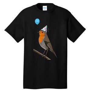 Bird Motif Robin Bird Animal Drawing Birthday Tall T-Shirt