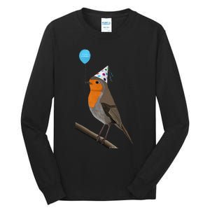 Bird Motif Robin Bird Animal Drawing Birthday Tall Long Sleeve T-Shirt