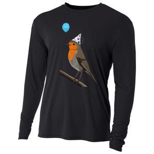 Bird Motif Robin Bird Animal Drawing Birthday Cooling Performance Long Sleeve Crew