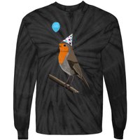 Bird Motif Robin Bird Animal Drawing Birthday Tie-Dye Long Sleeve Shirt