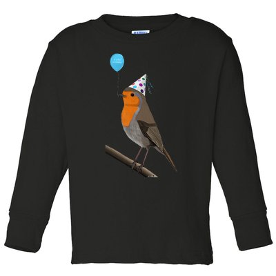 Bird Motif Robin Bird Animal Drawing Birthday Toddler Long Sleeve Shirt