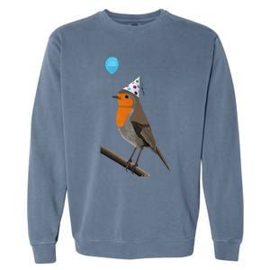 Bird Motif Robin Bird Animal Drawing Birthday Garment-Dyed Sweatshirt