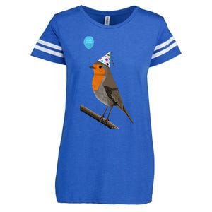 Bird Motif Robin Bird Animal Drawing Birthday Enza Ladies Jersey Football T-Shirt