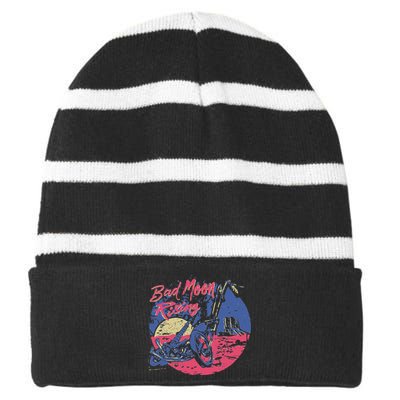 Bad Moon Rising Moon Striped Beanie with Solid Band