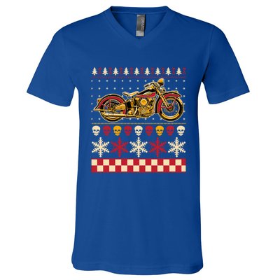 Biker Motorcycle Rider Style Ugly Sweater Gift V-Neck T-Shirt