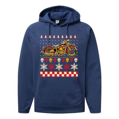 Biker Motorcycle Rider Style Ugly Sweater Gift Performance Fleece Hoodie