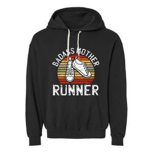 Badass Mother Runner Running Retro Sport Fitness Workout Garment-Dyed Fleece Hoodie