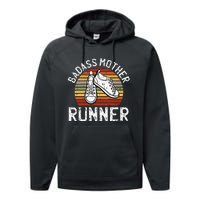 Badass Mother Runner Running Retro Sport Fitness Workout Performance Fleece Hoodie