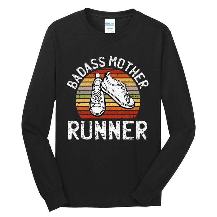 Badass Mother Runner Running Retro Sport Fitness Workout Tall Long Sleeve T-Shirt