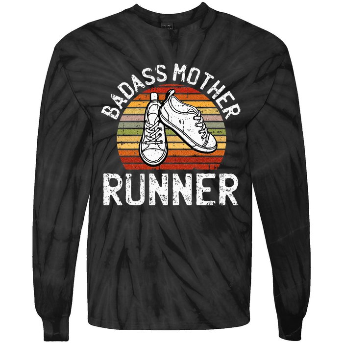 Badass Mother Runner Running Retro Sport Fitness Workout Tie-Dye Long Sleeve Shirt