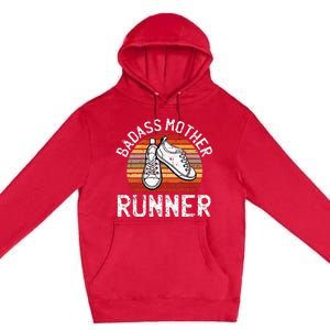 Badass Mother Runner Running Retro Sport Fitness Workout Premium Pullover Hoodie