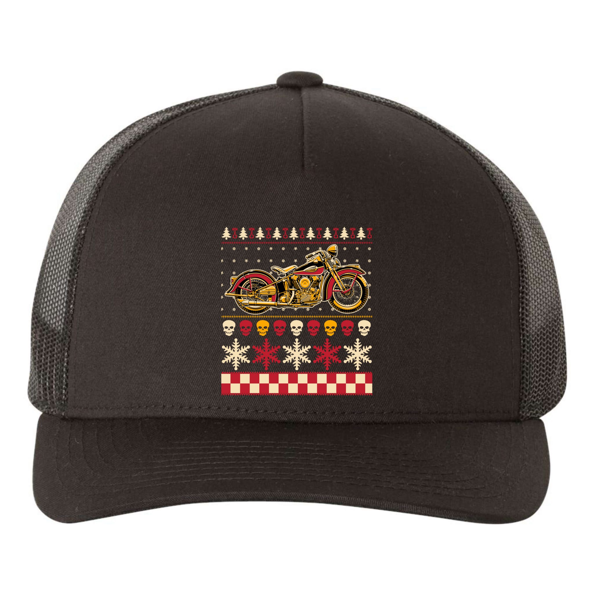 Biker Motorcycle Rider Style Ugly Sweater Gift Yupoong Adult 5-Panel Trucker Hat
