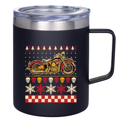 Biker Motorcycle Rider Style Ugly Sweater Gift 12oz Stainless Steel Coffee Mug