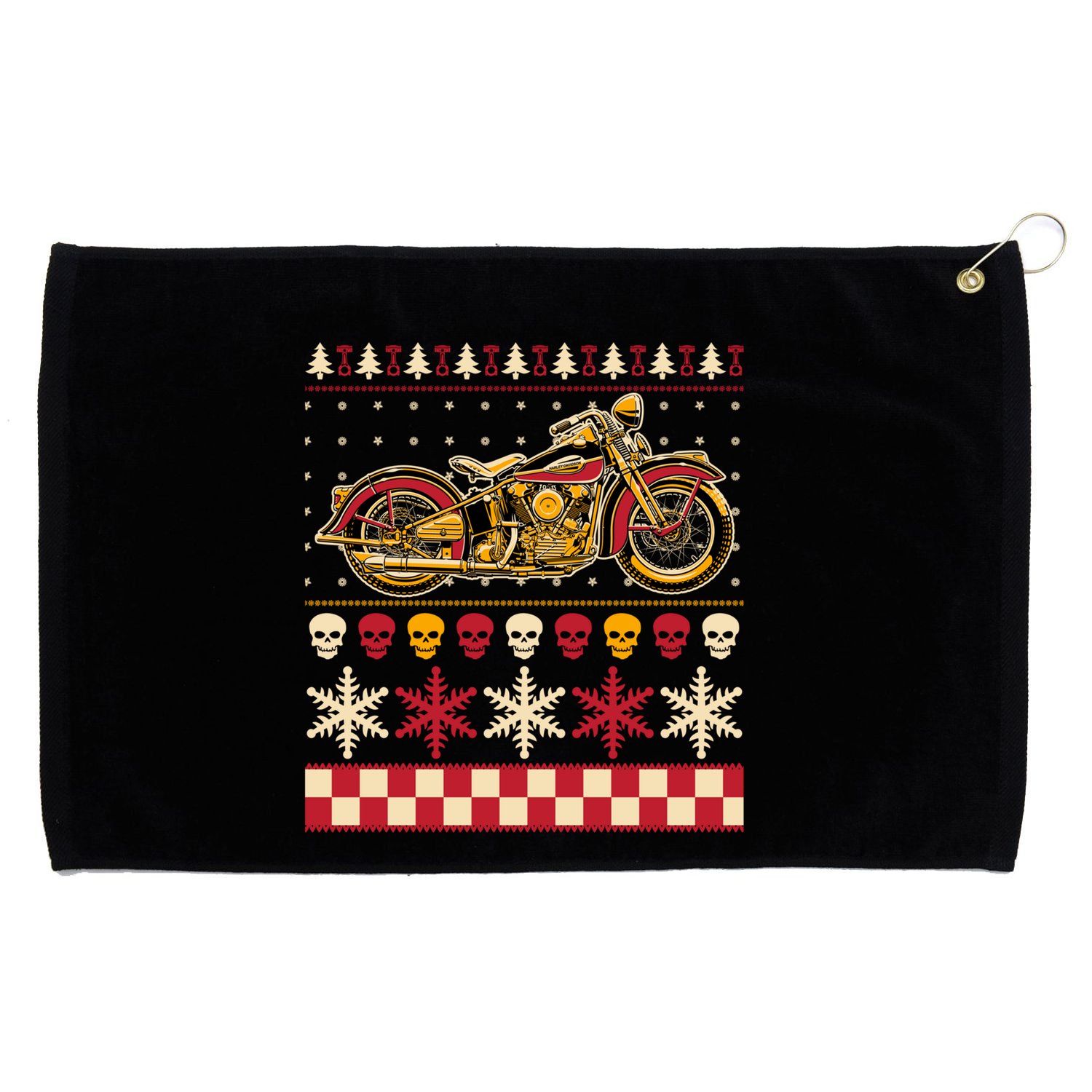 Biker Motorcycle Rider Style Ugly Sweater Gift Grommeted Golf Towel