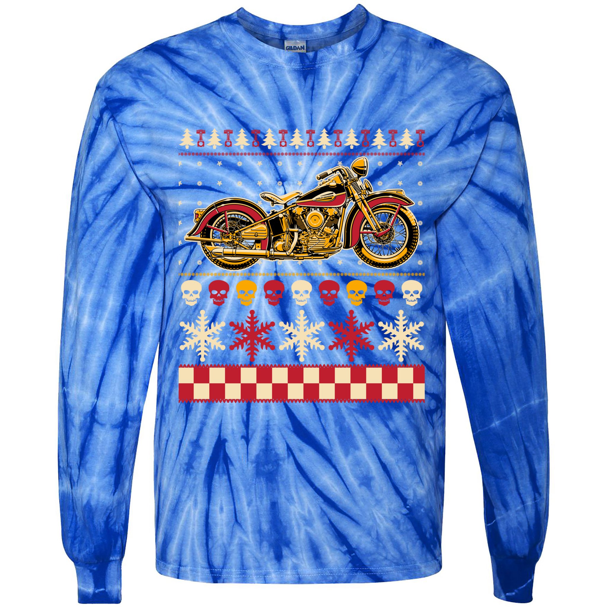 Biker Motorcycle Rider Style Ugly Sweater Gift Tie-Dye Long Sleeve Shirt