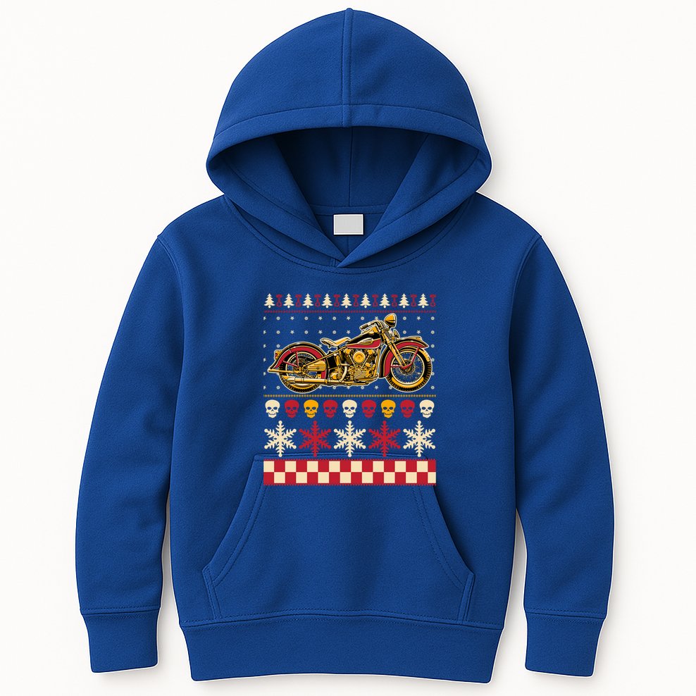 Biker Motorcycle Rider Style Ugly Sweater Gift Kids Hoodie