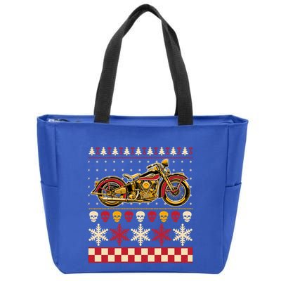 Biker Motorcycle Rider Style Ugly Sweater Gift Zip Tote Bag