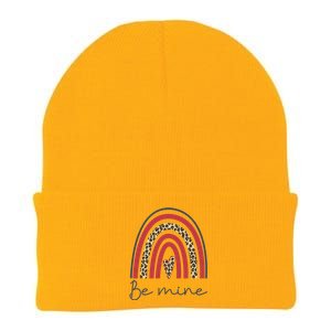 Be Mine Rainbow Valentines Day And Leopard Print Gift Knit Cap Winter Beanie