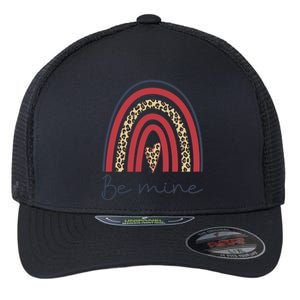 Be Mine Rainbow Valentines Day And Leopard Print Gift Flexfit Unipanel Trucker Cap