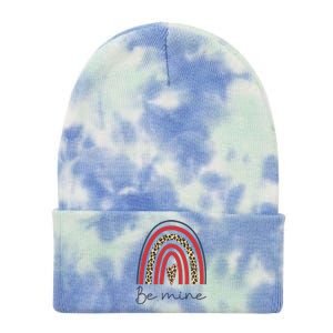 Be Mine Rainbow Valentines Day And Leopard Print Gift Tie Dye 12in Knit Beanie