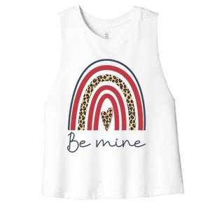 Be Mine Rainbow Valentines Day And Leopard Print Gift Women's Racerback Cropped Tank