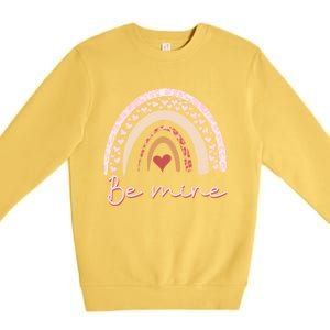 Be Mine Rainbow Valentines Day And Leopard Print Gift Premium Crewneck Sweatshirt