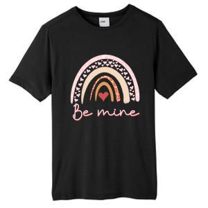 Be Mine Rainbow Valentines Day And Leopard Print Gift Tall Fusion ChromaSoft Performance T-Shirt