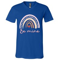 Be Mine Rainbow Valentines Day And Leopard Print Gift V-Neck T-Shirt