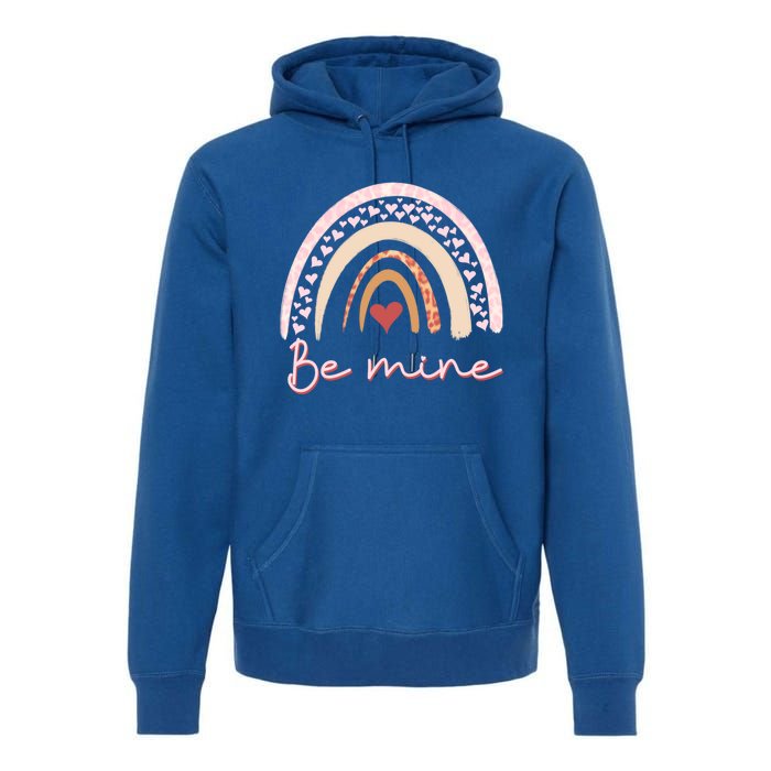 Be Mine Rainbow Valentines Day And Leopard Print Gift Premium Hoodie