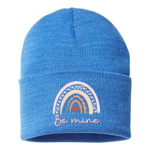 Be Mine Rainbow Valentines Day And Leopard Print Gift Sustainable Knit Beanie