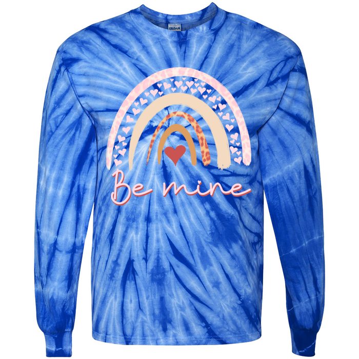 Be Mine Rainbow Valentines Day And Leopard Print Gift Tie-Dye Long Sleeve Shirt