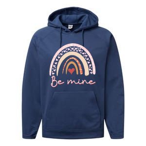 Be Mine Rainbow Valentines Day And Leopard Print Gift Performance Fleece Hoodie