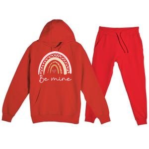 Be Mine Rainbow Valentines Day And Leopard Print Gift Premium Hooded Sweatsuit Set