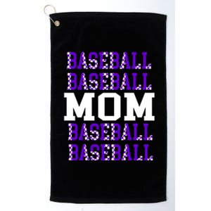 Baseball Mom Repeating Purple White Sports Mom Gift Platinum Collection Golf Towel