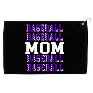 Baseball Mom Repeating Purple White Sports Mom Gift Grommeted Golf Towel