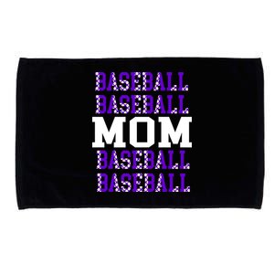 Baseball Mom Repeating Purple White Sports Mom Gift Microfiber Hand Towel