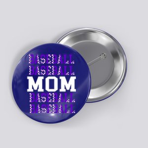 Baseball Mom Repeating Purple White Sports Mom Gift Button