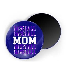 Baseball Mom Repeating Purple White Sports Mom Gift Magnet