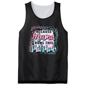 Because Mama Runs This Shitshow Mom Life Leopard Mom Mother's Day Mesh Reversible Basketball Jersey Tank